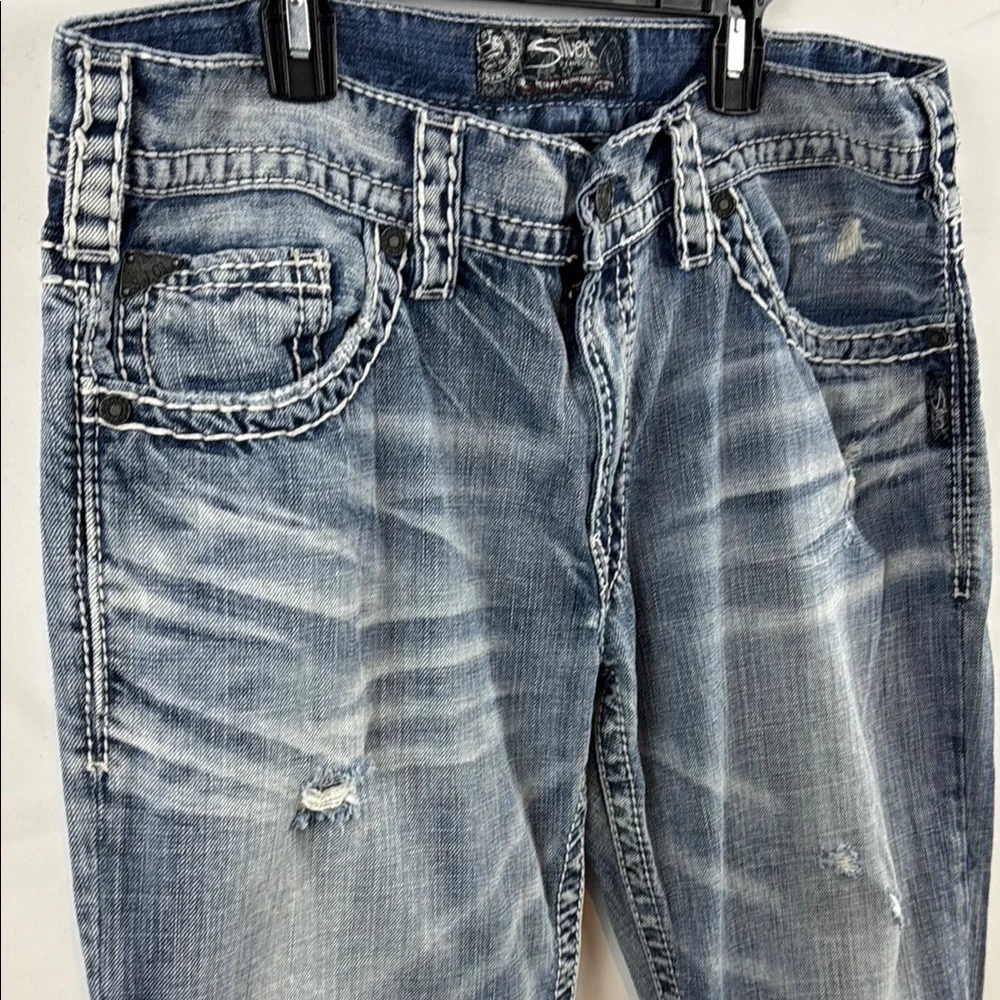 Silver‎ Co Men's Light Blue Nash straight-leg Distressed Jeans Size 34